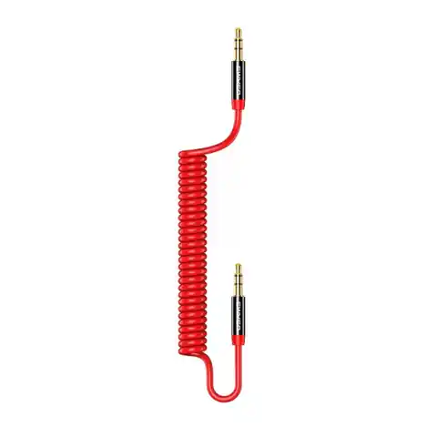 ⁨USAMS Adapter Spring audio jack 3,5mm -3,5mm 1,2m czerwony/red SJ256YP02 (US-SJ256)⁩ w sklepie Wasserman.eu