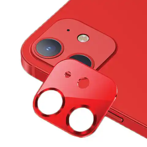⁨USAMS Camera Lens Glass iPhone 12 metal czerwony/red BH703JTT03 (US-BH703)⁩ w sklepie Wasserman.eu