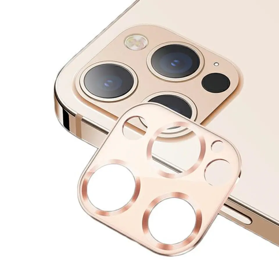 ⁨USAMS Camera Lens Glass iPhone 12 Pro metal złoty/gold BH704JTT03 (US-BH704)⁩ w sklepie Wasserman.eu