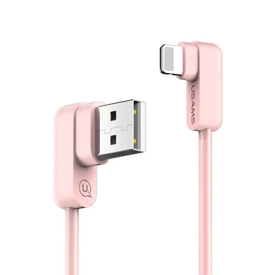 ⁨USAMS U-flow Lightning Angled Cable 1.2m 2A Pink/Pink IPUSBCY03 (US-SJ165)⁩ at Wasserman.eu