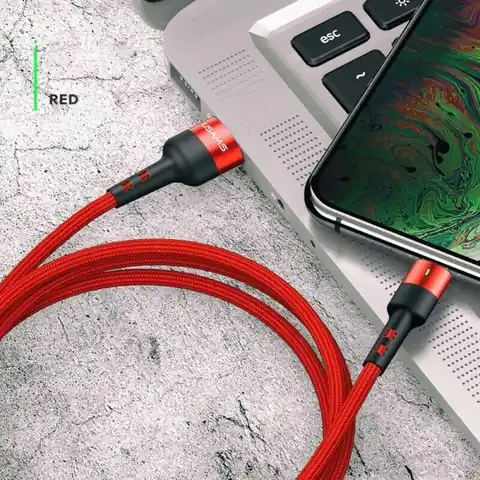 ⁨USAMS geflochtenes Kabel U26 USB-C 1m 1pcs für Set 3A Schnellladung rot/rot SJ313TC02 (US-SJ313)⁩ im Wasserman.eu