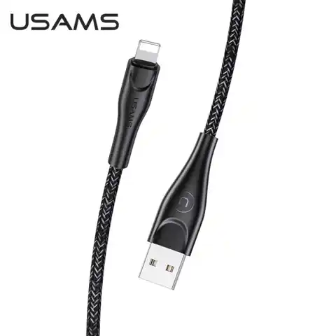 ⁨USAMS Braided cable U41 lightning 1m 2A black/black SJ391USB01 (US-SJ391) Fast Charge⁩ at Wasserman.eu