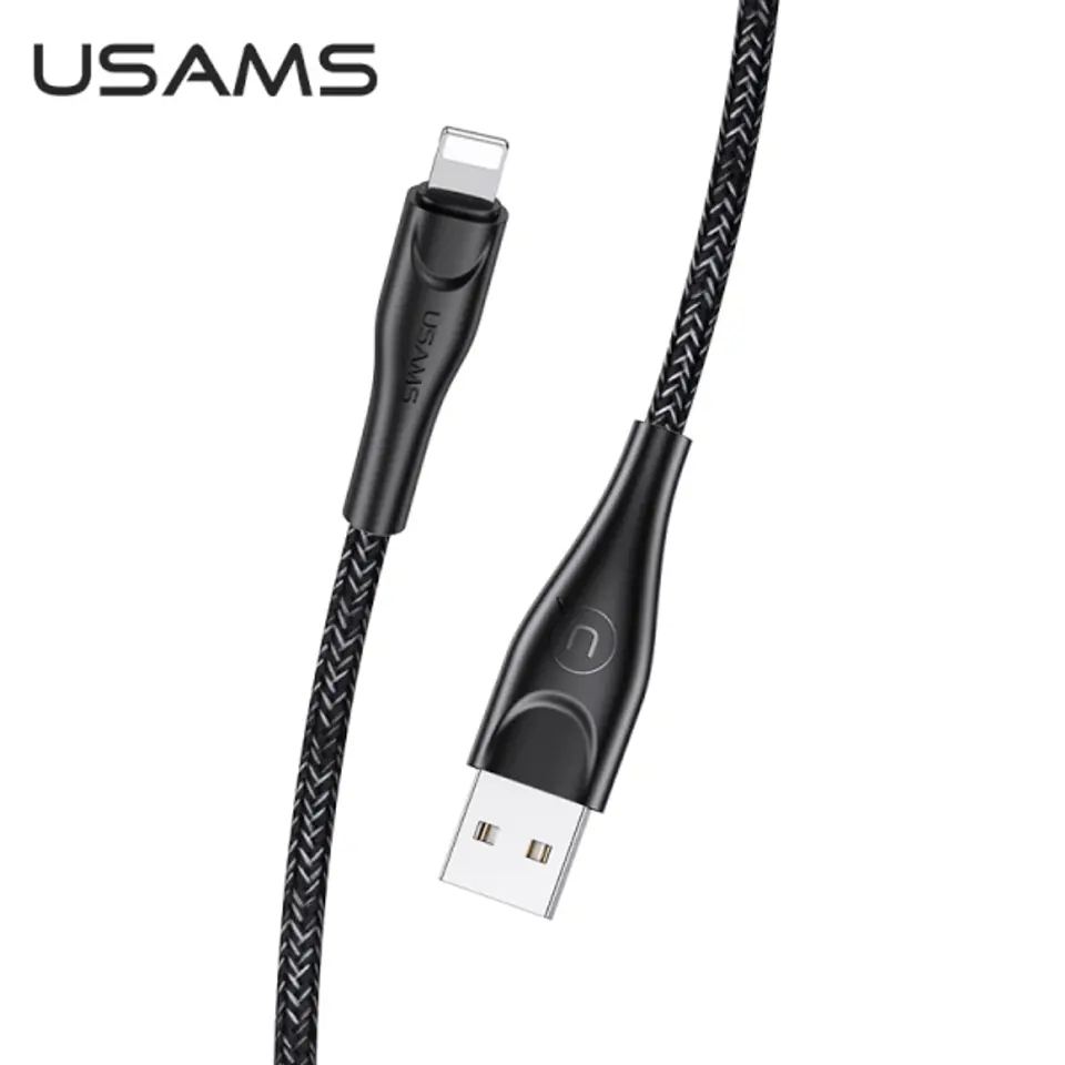 ⁨USAMS Kabel pleciony U41 lightning 1m 2A czarny/black SJ391USB01 (US-SJ391) Fast Charge⁩ w sklepie Wasserman.eu