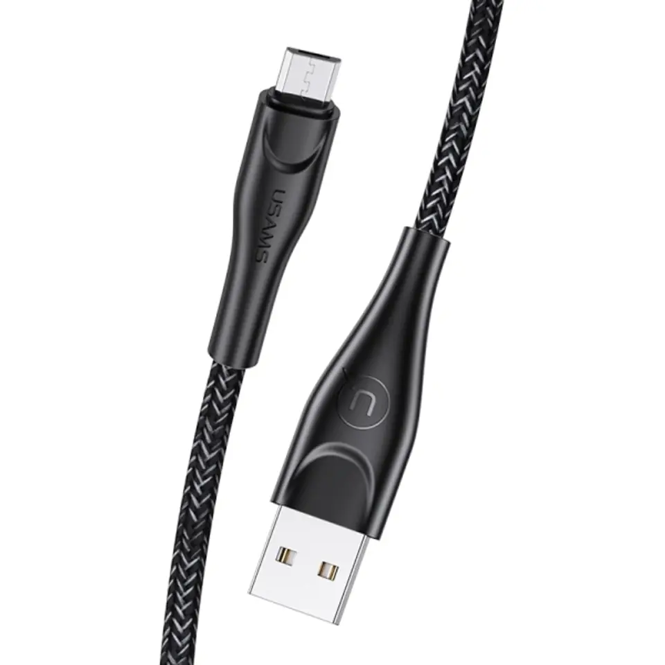 ⁨USAMS Braided cable U41 microUSB 2m 2A black/black SJ396USB01 (US-SJ396)⁩ at Wasserman.eu