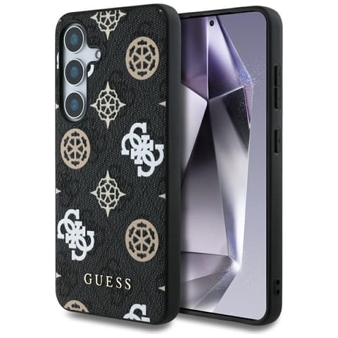 ⁨Etui Guess 4G Printed Colored Peony      Pattern MagSafe do Samsung Galaxy S25 czarny⁩ w sklepie Wasserman.eu