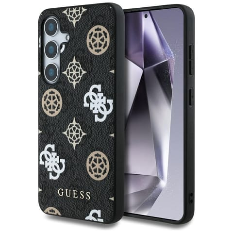 ⁨Etui Guess 4G Printed Colored Peony       Pattern MagSafe do Samsung Galaxy S25 czarny⁩ w sklepie Wasserman.eu