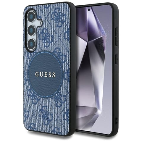 ⁨Etui Guess 4G Round Patch Classic Logo   MagSafe do Samsung Galaxy S25 niebieski⁩ w sklepie Wasserman.eu