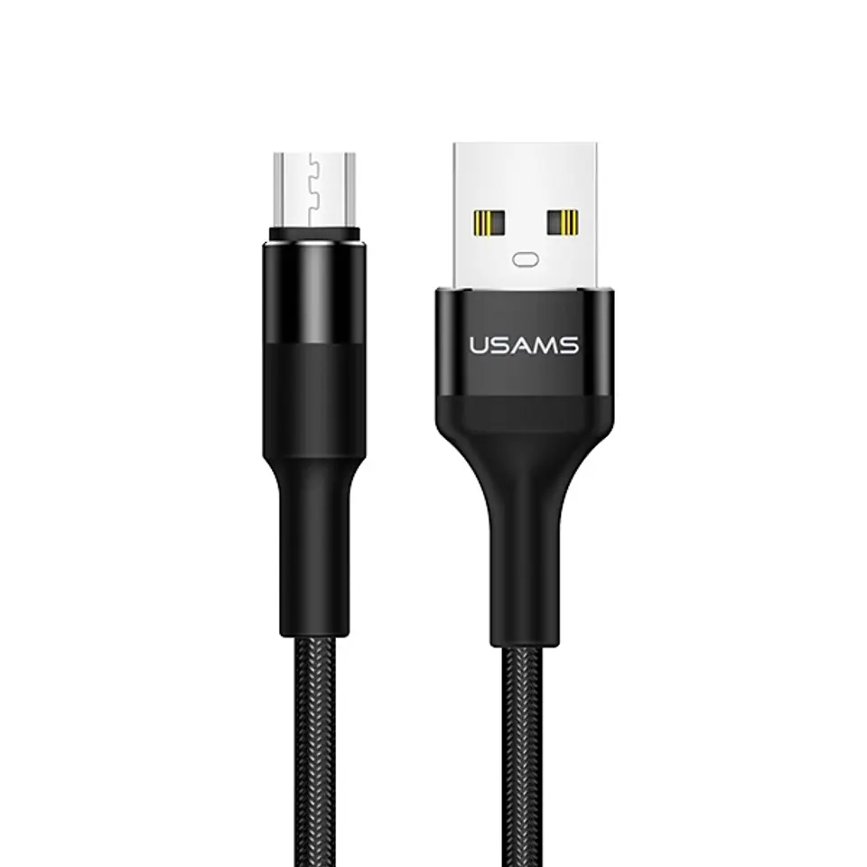 ⁨USAMS Braided cable U5 2A micro USB black/black 1,2m SJ224USB01 (US-SJ224)⁩ at Wasserman.eu