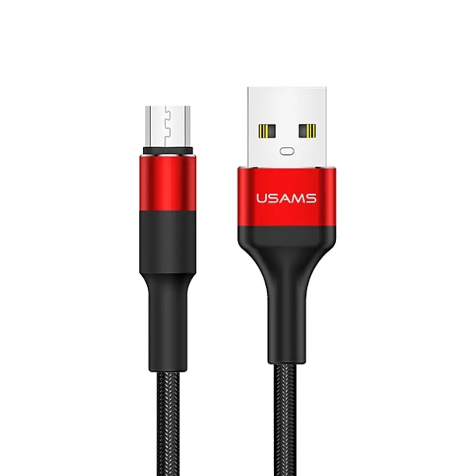 ⁨USAMS Kabel pleciony U5 2A micro USB czerwony/red 1,2m SJ224USB02 (US-SJ224)⁩ w sklepie Wasserman.eu