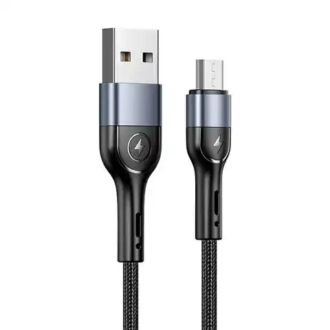 ⁨USAMS Braided cable U55 2A micro USB black/black 1m SJ450USB01 (US-SJ450)⁩ at Wasserman.eu