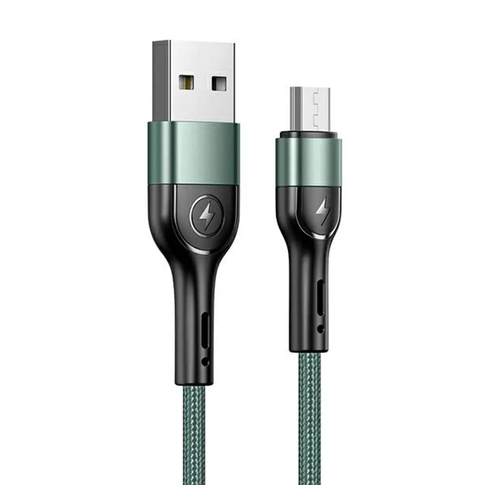 ⁨USAMS Kabel pleciony U55 2A micro USB zielony/green 1m SJ450USB02 (US-SJ450)⁩ w sklepie Wasserman.eu