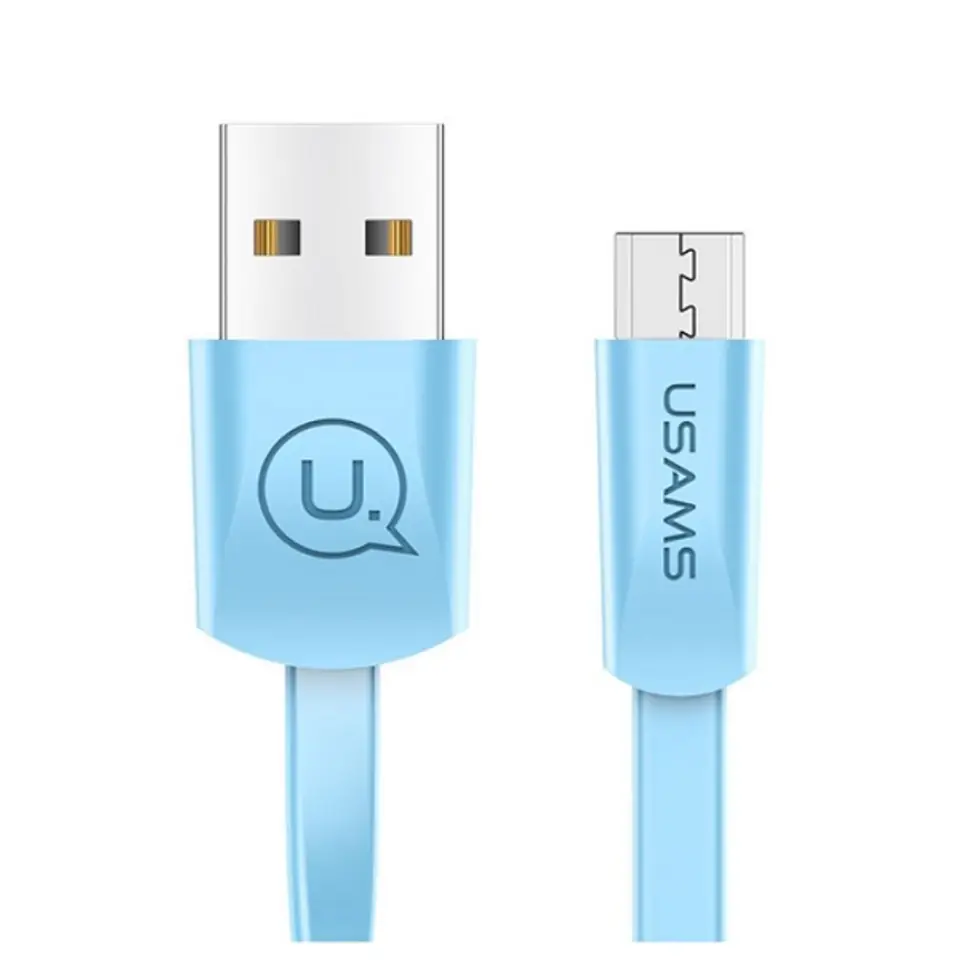 ⁨USAMS U2 microUSB Flat Cable 1.2m blue/blue SJ201MIC04 (US-SJ201)⁩ at Wasserman.eu