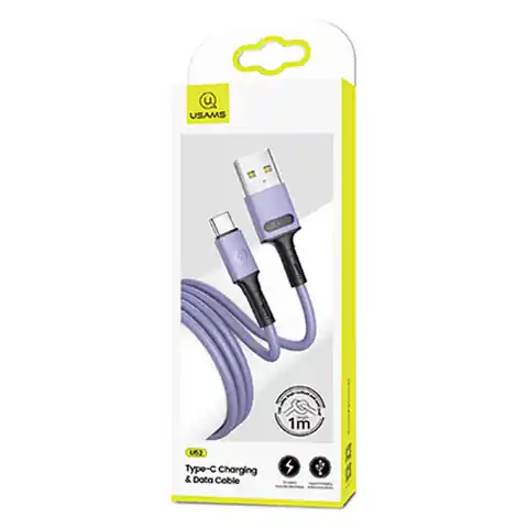 ⁨USAMS Kabel U52 USB-C 2A Fast Charge 1m purpurowy/purple SJ436USB04 (US-SJ436)⁩ w sklepie Wasserman.eu