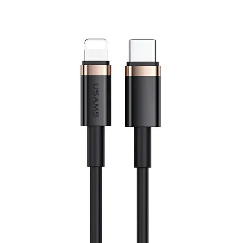 ⁨USAMS Kabel U63 USB-C na Lightning 1,2m 20W PD Fast Charge czarny/black SJ484USB01 (US-SJ484)⁩ w sklepie Wasserman.eu