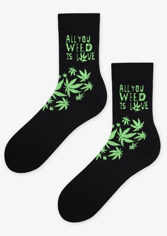 ⁨SKARPETY MARILYN MEN WEED LOVE (kolor czarny, rozmiar 41-45)⁩ w sklepie Wasserman.eu