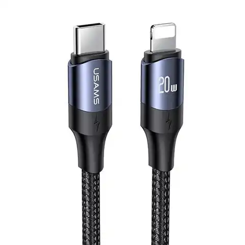 ⁨USAMS U71 USB-C to Lightning Cable 2m 20W PD Fast Charge black/black SJ522USB01 (US-SJ522)⁩ at Wasserman.eu