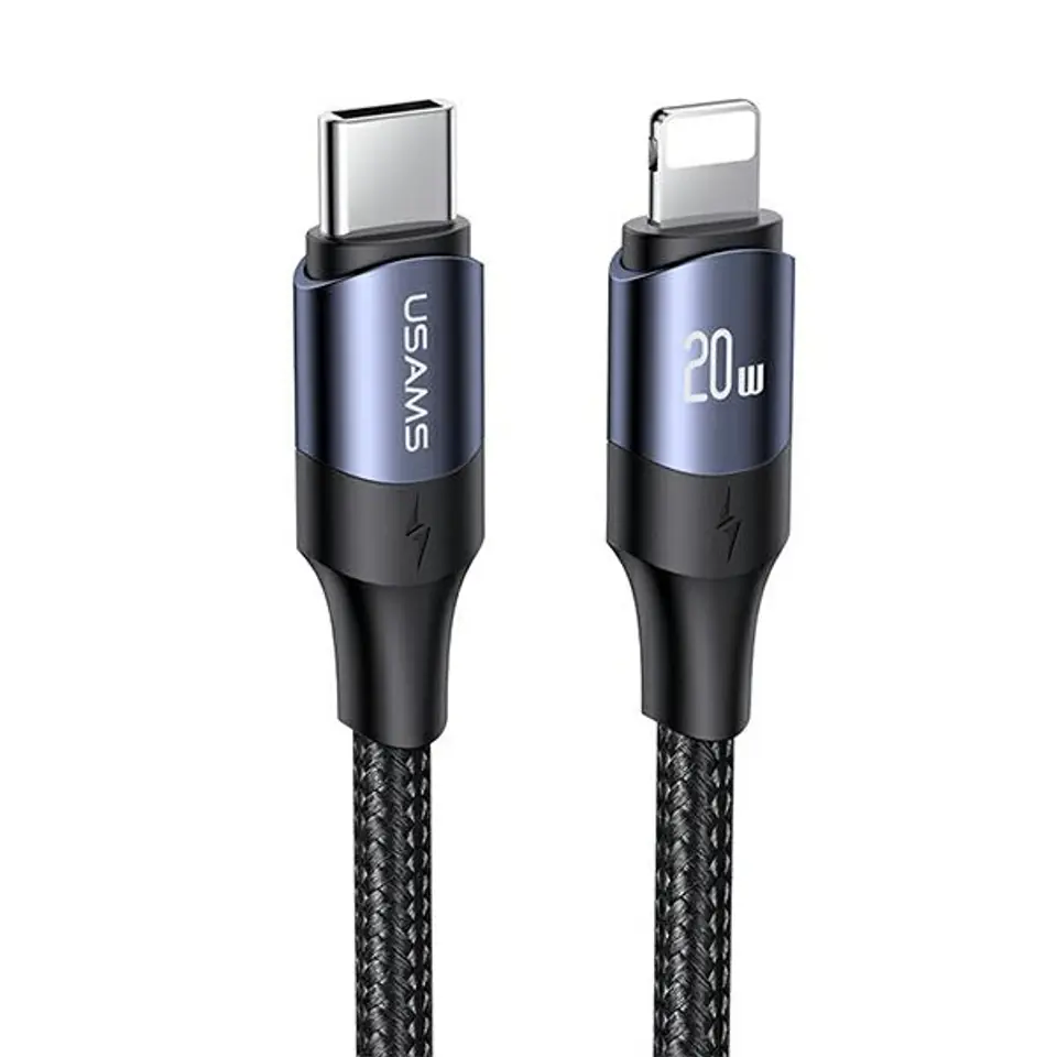 ⁨USAMS Cable U71 USB-C to Lightning 1.2m 20W PD Fast Charge Black/Black SJ521USB01 (US-SJ521)⁩ at Wasserman.eu