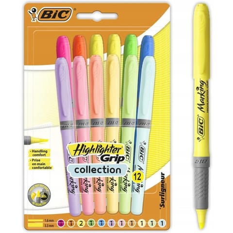 ⁨Zakreślacz HIGHLIGHTER GRIP 6x pastel, 6x neon 992562 BIC⁩ w sklepie Wasserman.eu