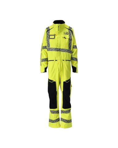 ⁨MASCOT® Kombinezon z kieszeniami na kolanach ACCELERATE MULTISAFE (kolor żółty hi-vis/ciemny granat, rozmiar M)⁩ w sklepie Wasserman.eu