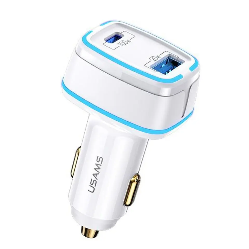 ⁨USAMS Ład. sam. 1xUSB+1xUSB-C C24 120W (only head) Fast Charge biały/white CC142TC02 (US-CC142)⁩ w sklepie Wasserman.eu