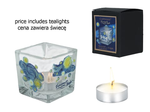 Świecznik szklany + tealight - V. van Gogh, Gwiaździsta Noc (CARMANI) w sklepie Wasserman.eu