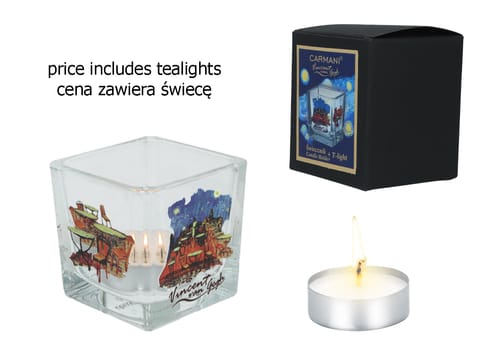 Świecznik szklany + tealight - V. van Gogh, Taras Kawiarki w Nocy (CARMANI) w sklepie Wasserman.eu
