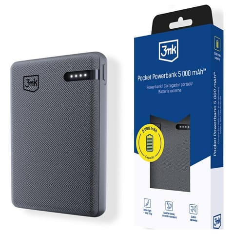 ⁨Powerbank 3MK Pocket Powerbank 5000mAh 12W USB-C szary/gray⁩ w sklepie Wasserman.eu
