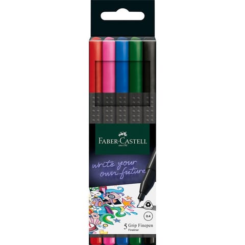 ⁨Cienkopisy GRIP 5 kolorów podstawowych 151604 FABER-CASTELL⁩ w sklepie Wasserman.eu