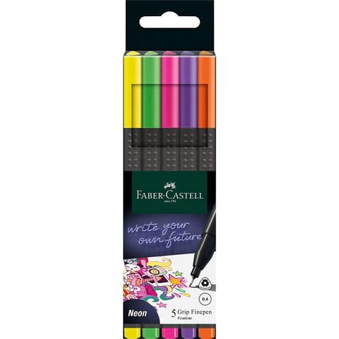 ⁨Cienkopisy GRIP 5 kolorów neonowych 151603 FABER-CASTELL⁩ w sklepie Wasserman.eu