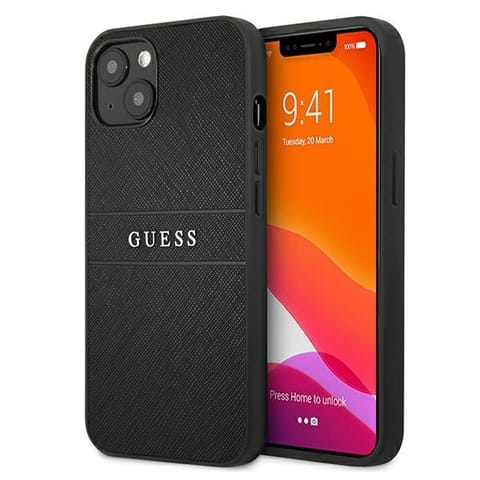 ⁨Guess GUHCP13SPSASBBK iPhone 13 mini  5,4" czarny/black Saffiano Strap⁩ w sklepie Wasserman.eu