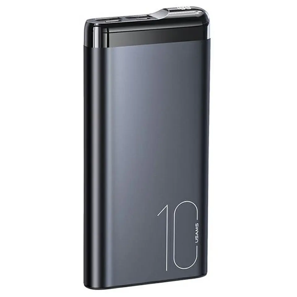 ⁨USAMS Powerbank PB55 10000mAh 2xUSB wyświetlacz LED szary/grey 10KCD14801 (US-CD148) aluminium⁩ w sklepie Wasserman.eu