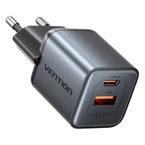 ⁨Ładowarka GaN Vention USB-C + USB-A 30W (Szara)⁩ w sklepie Wasserman.eu