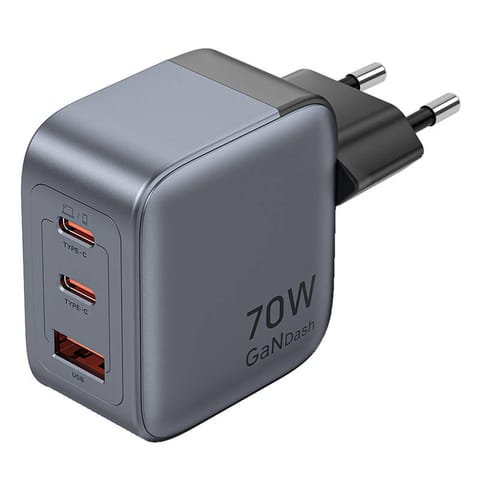 ⁨Ładowarka GaN Vention USB-C+C+A 70W (Szara)⁩ w sklepie Wasserman.eu