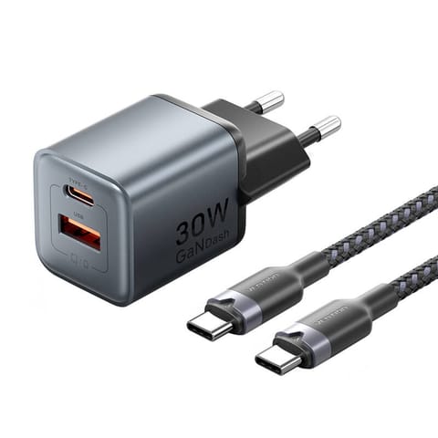 ⁨Ładowarka GaN Vention USB-C+A 30W + Kabel USB-C-C 1m (Szara)⁩ w sklepie Wasserman.eu