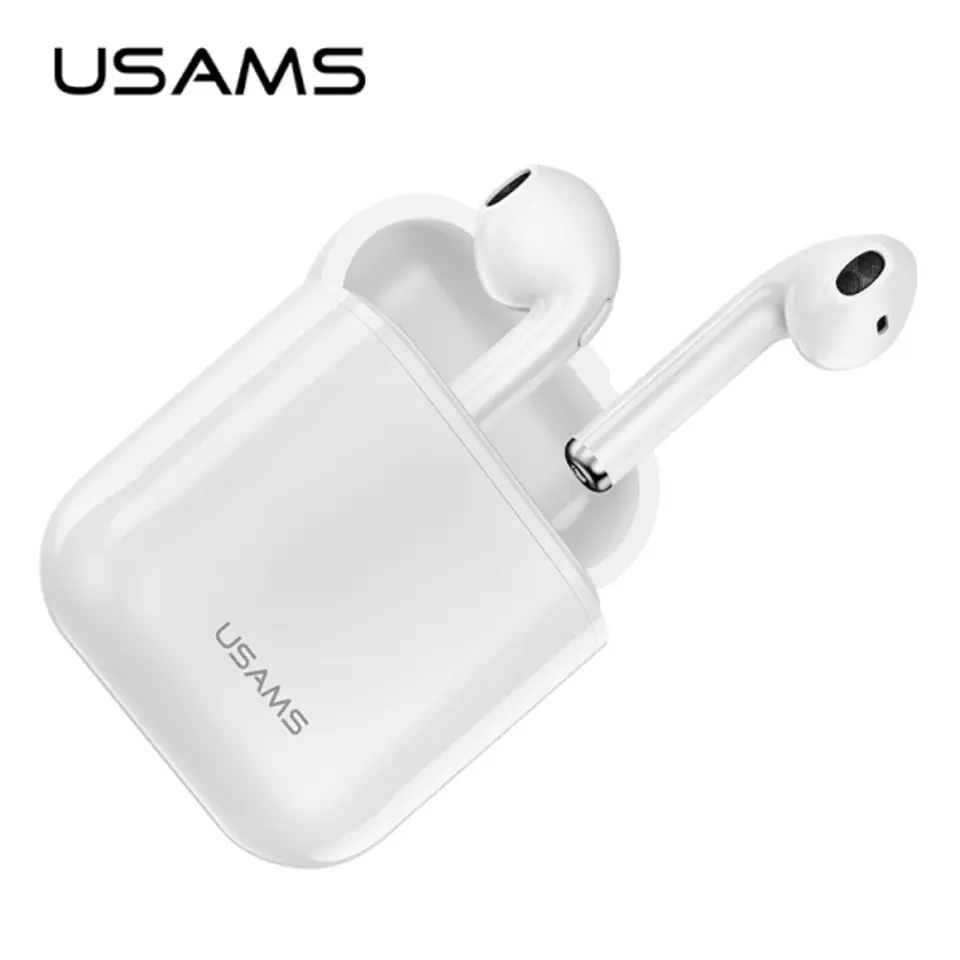 ⁨USAMS Słuchawki Bluetooth 5.0 TWS LU series bezprzewodowe biały/white BHULU01 (US-LU001)⁩ w sklepie Wasserman.eu