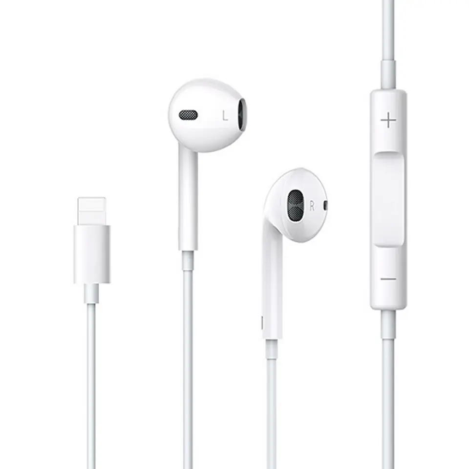 ⁨USAMS Słuchawki stereo EP-24 lightning iPhone 7/8/X/XS/XS Max/XR biały/white HSEP2401⁩ w sklepie Wasserman.eu