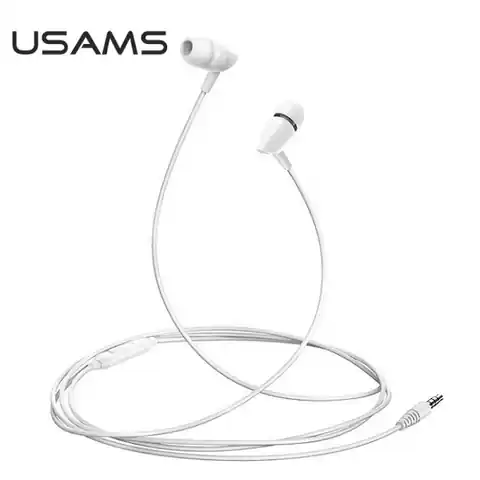 ⁨USAMS Słuchawki stereo EP-37 3,5 mm biały/white HSEP3702⁩ w sklepie Wasserman.eu