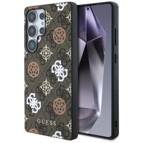 ⁨Etui Guess 4G Printed Colored Peony      Pattern MagSafe do Samsung Galaxy S25 Ultra brązowy⁩ w sklepie Wasserman.eu
