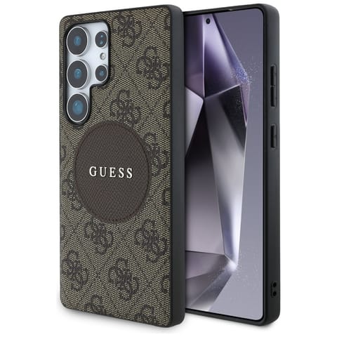 ⁨Etui Guess 4G Round Patch Classic Logo   MagSafe do Samsung Galaxy S25 Ultra brązowy⁩ w sklepie Wasserman.eu