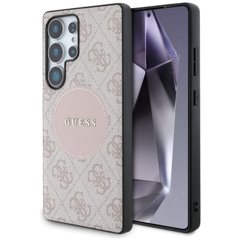 ⁨Etui Guess 4G Round Patch Classic Logo   MagSafe do Samsung Galaxy S25 Ultra różowy⁩ w sklepie Wasserman.eu