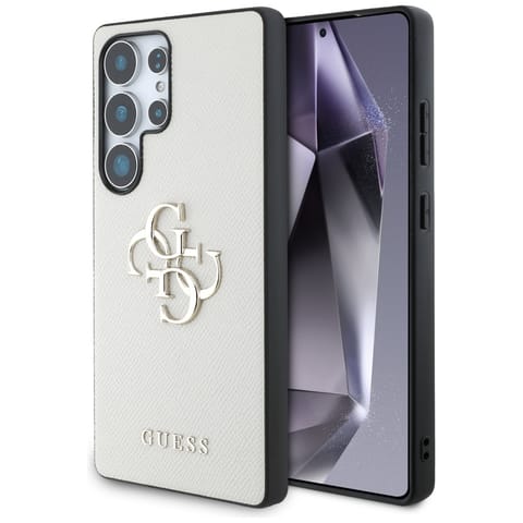 ⁨Etui Guess Grained Big 4G Logo Small     Classic Logo do Samsung Galaxy S25 Ultra beżowy⁩ w sklepie Wasserman.eu