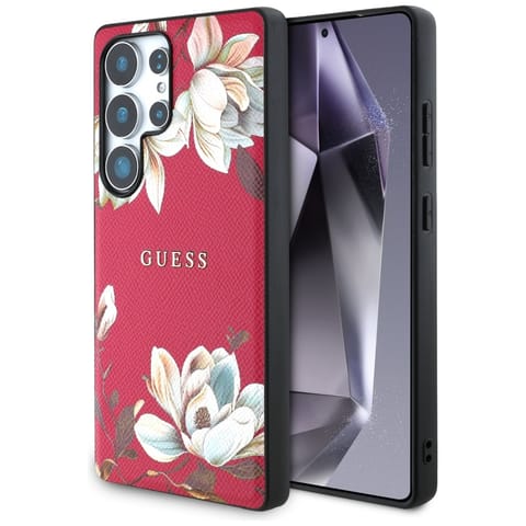 ⁨Etui Guess Grained Printed Flower        Pattern MagSafe do Samsung Galaxy S25 Ultra fuksja⁩ w sklepie Wasserman.eu
