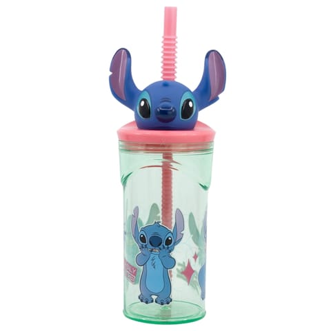 ⁨Disney Stitch - Kubek ze słomką i figurką 3D z kolekcji Flowers 360 ml⁩ w sklepie Wasserman.eu