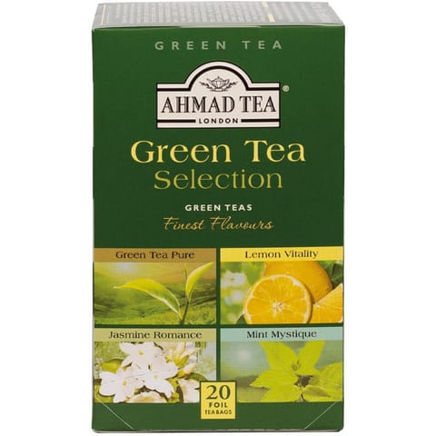 ⁨Herbata AHMAD Green Tea Selection zielona (20 torebek) (PURE, LEMON, JASMINE, MINT MISTIQUE)⁩ w sklepie Wasserman.eu