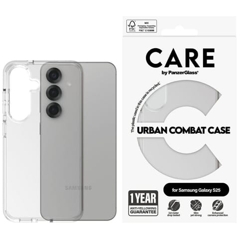 ⁨Etui CARE by PanzerGlass Flagship Urban  Combat do Samsung Galaxy S25 przezroczysty⁩ w sklepie Wasserman.eu