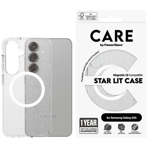 ⁨Etui CARE by PanzerGlass Flagship Urban  Combat Starlight White QI do Samsung Galaxy S25 przezroczysty⁩ w sklepie Wasserman.eu