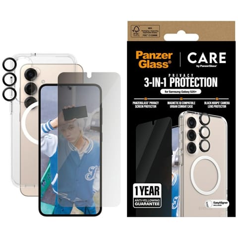 ⁨Zestaw ochronny CARE by PanzerGlass       Flagship 3w1 Etui+Szkło Prywatyzujące+Lens do Samsung Galaxy S25+⁩ w sklepie Wasserman.eu