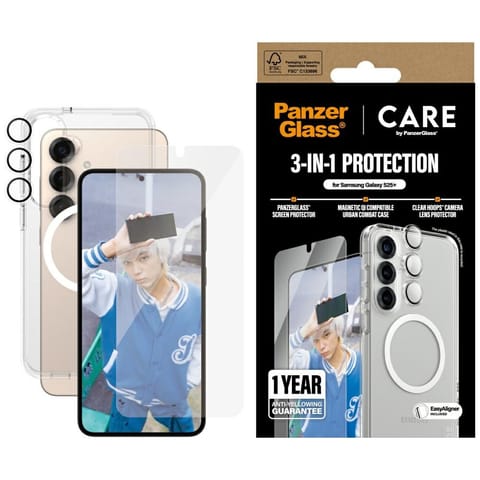 ⁨Zestaw ochronny CARE by PanzerGlass       Flagship 3w1 Etui+Szkło+Lens do Samsung Galaxy S25+⁩ w sklepie Wasserman.eu