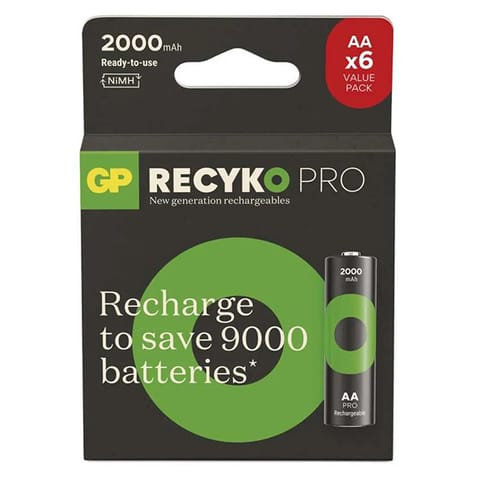 ⁨Akumulatorki, AA (HR6), 1.2V, 2000 mAh, GP, kartonik, 6-pack, ReCyko Pro⁩ w sklepie Wasserman.eu