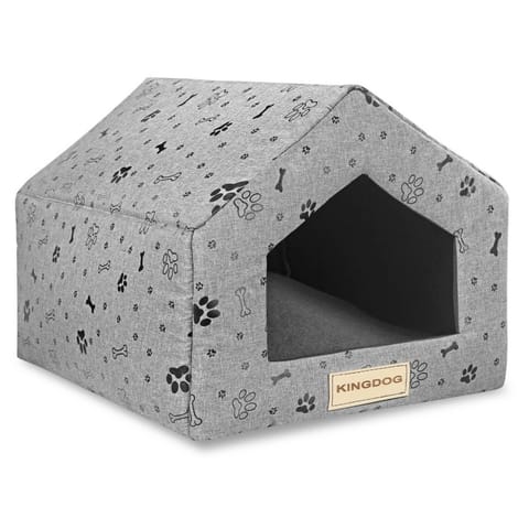 ⁨Legowisko gąbka domek kości czarne 50x40 cm h38cm Kingdog⁩ w sklepie Wasserman.eu